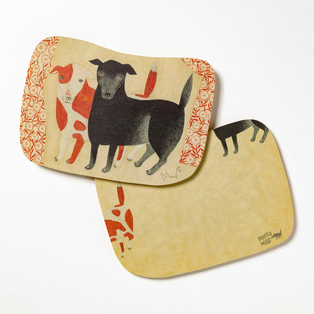 MoritaMiW | Postcard | Black Dog Chalk and Red Spotted Dog Marten