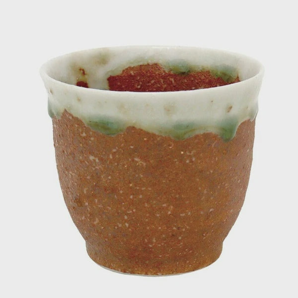 Terracotta Japanese Teacup | White Rim