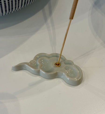 Ceramic Cloud Incense Holder | Light Blue/White