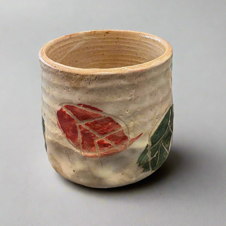 Japanese Earthenware Teacup | Leaves
