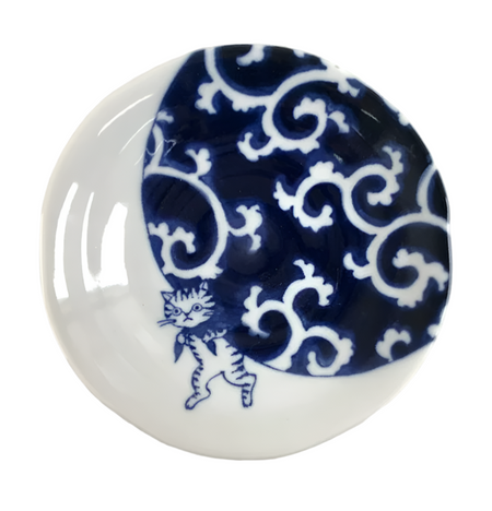Mino Ware Small Cat Plate | Karakusa