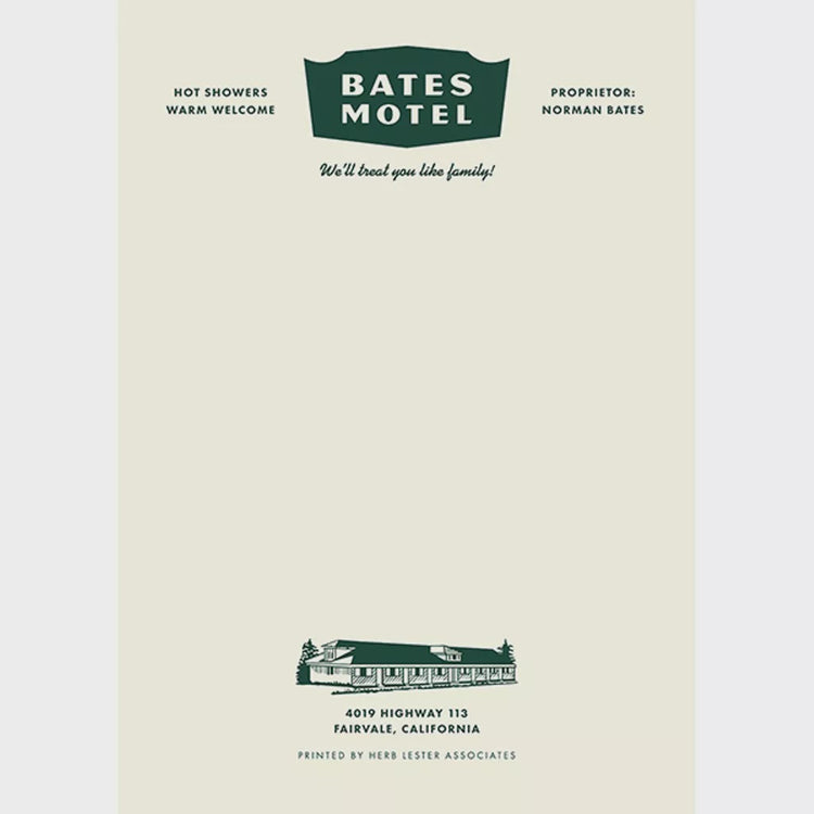 Hotel Fictional Notepad: Bates Motel | Individual