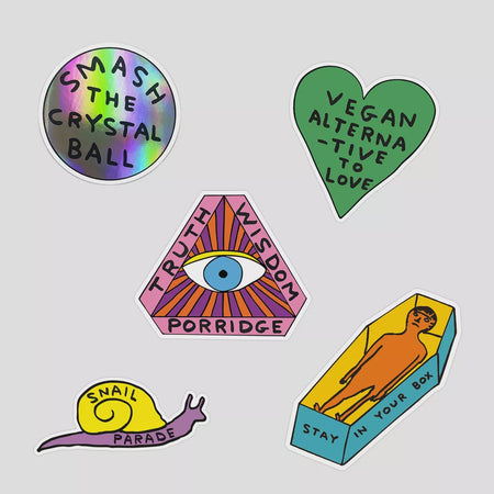 Stay In Your Box Sticker Pack (5 pcs) by David Shrigley